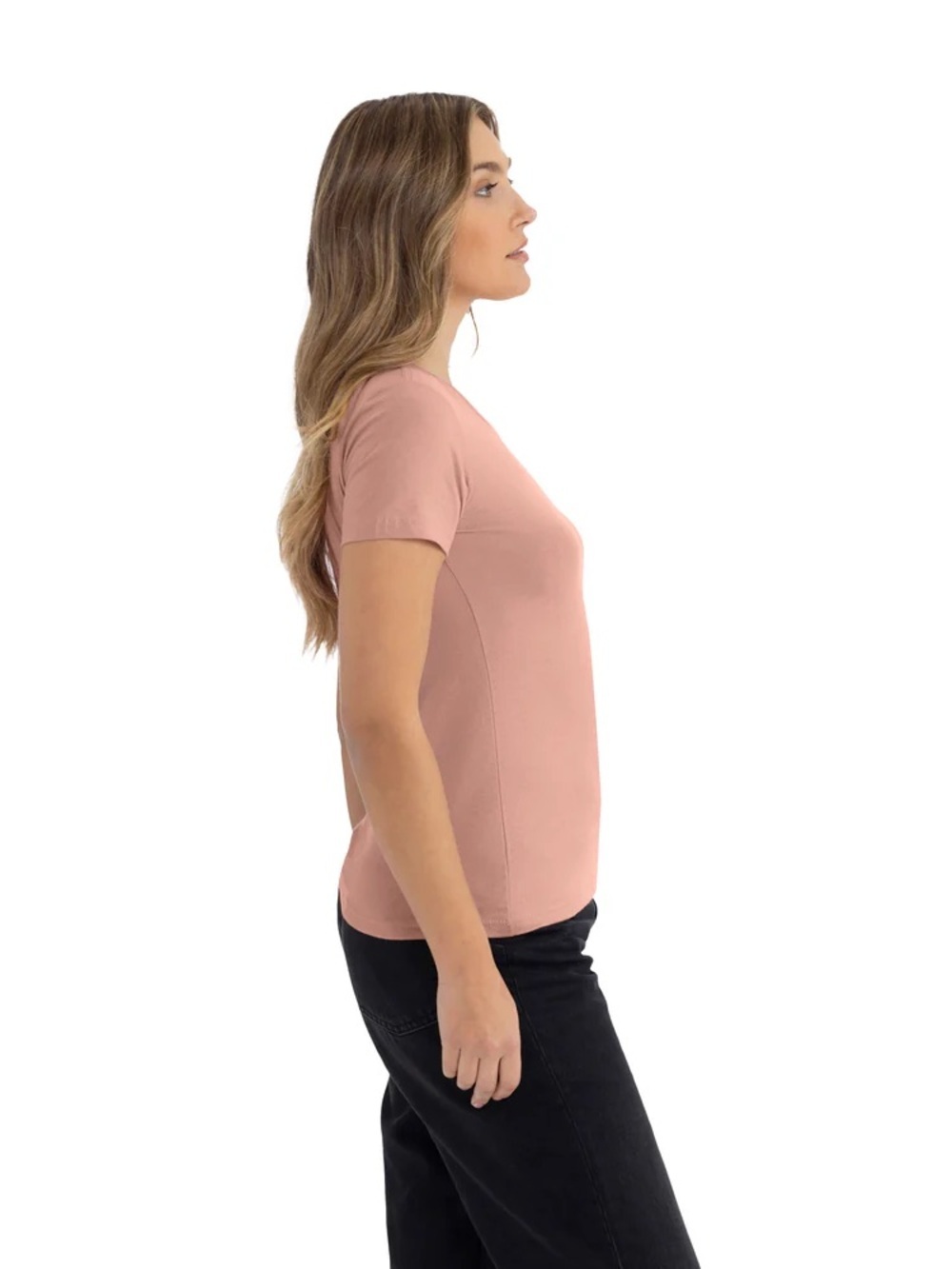 Mia & Tess Classic Crew Neck Tee in Dusty Rose Size Large